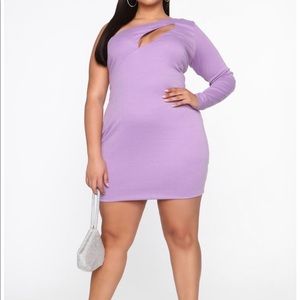 Purple one shoulder dress
